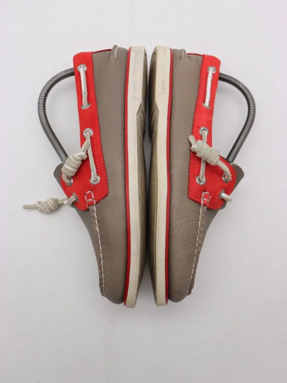 Sperry Gold Cup 2 Eye Boat Shoes Mens Size 7 Gray Red Leather Deck Casual